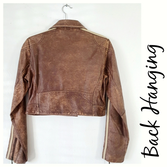 Genuine Leather Brown Cropped Jacket - Picture 4 of 15